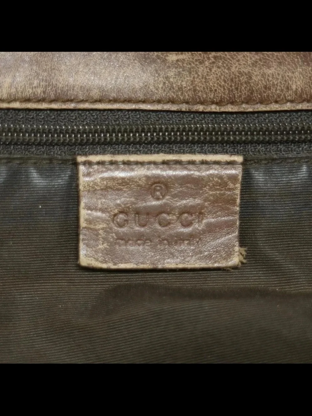 Gucci Beige GG Canvas Tote with Brown Trim